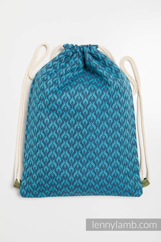 Sackpack made of wrap fabric (100% cotton) - COULTER NAVY BLUE & TURQUOISE - standard size 32cmx43cm #babywearing