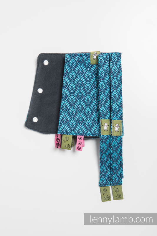 Drool Pads & Reach Straps Set, (60% cotton, 40% polyester) - COULTER NAVY BLUE & TURQUOISE #babywearing