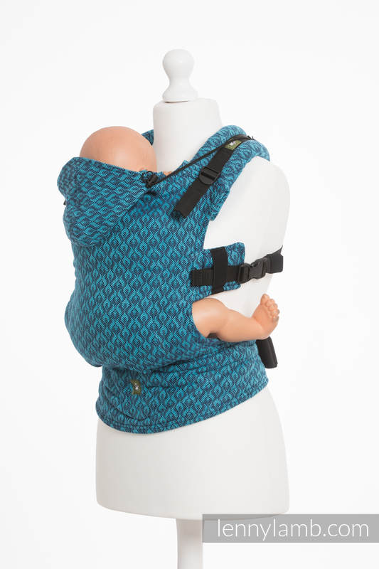 Mochila ergonómica, talla bebé, jacquard 100% algodón -  COULTER AZUL MARINO & TURQUESA - Segunda generación #babywearing