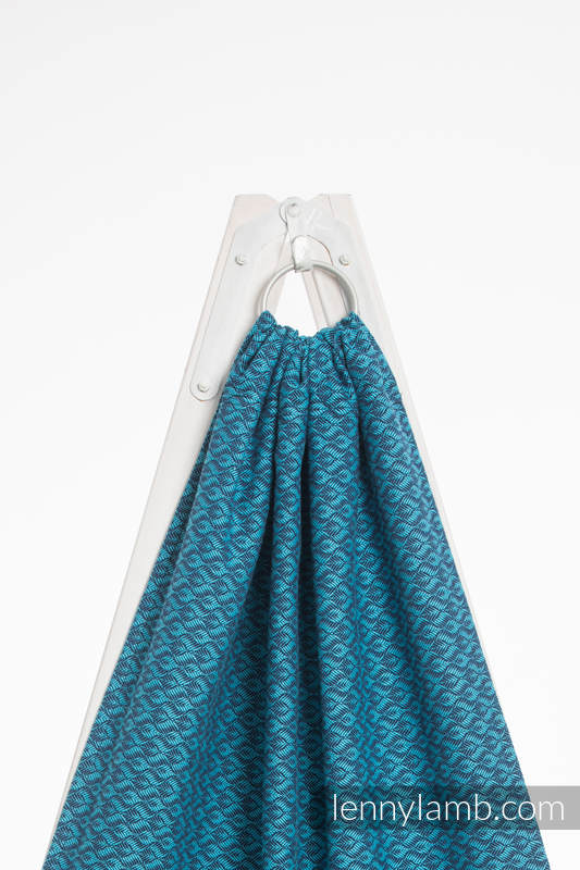 Bandolera de anillas, tejido Jacquard (100% algodón) - con plegado simple - COULTER AZUL MARINO & TURQUESA - long 2.1m #babywearing