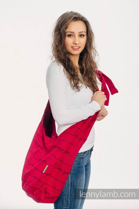 Hobo Bag made of woven fabric, 100% cotton - I LOVE YOU #babywearing