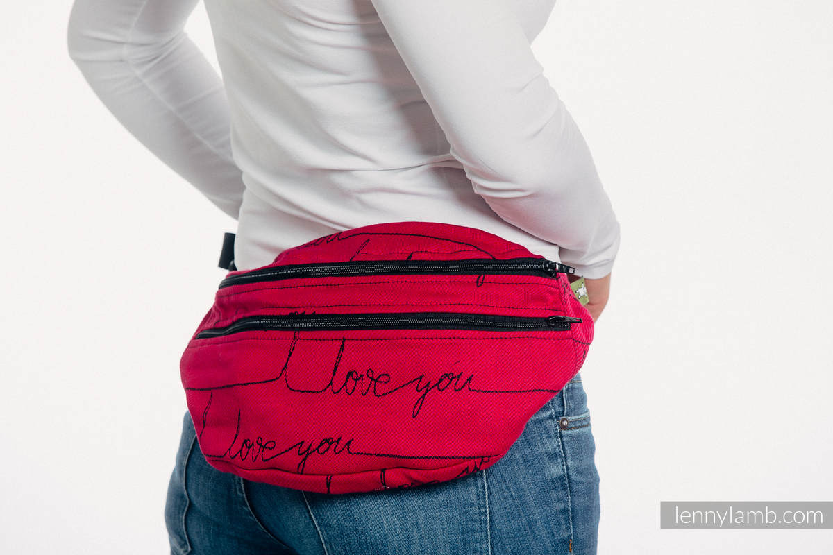 Waist Bag made of woven fabric, size large (100% cotton) - I LOVE YOU #babywearing
