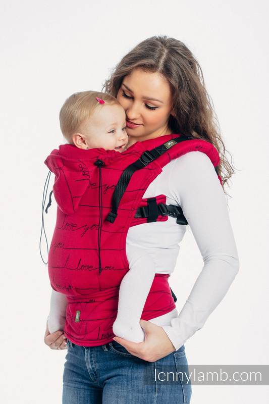 Ergonomic Carrier, Baby Size, jacquard weave 100% cotton - I LOVE YOU - Second Generation #babywearing