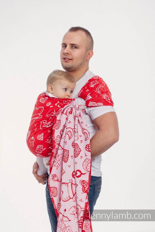 Żakardowa chusta kółkowa do noszenia dzieci, bawełna, ramię bez zakładek - CZUŁE SŁÓWKA - long 2.1m #babywearing
