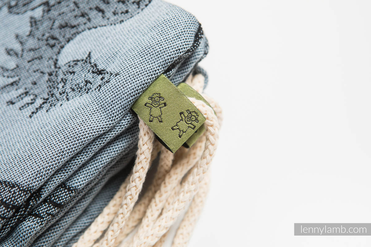 Mochila portaobjetos hecha de tejido de fular (100% algodón) - DRAGON STEEL BLUE - talla estándar 32cmx43cm #babywearing