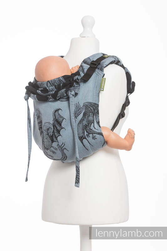Lenny Buckle Onbuhimo baby carrier, toddler size, jacquard weave (100% cotton) - DRAGON STEEL BLUE #babywearing