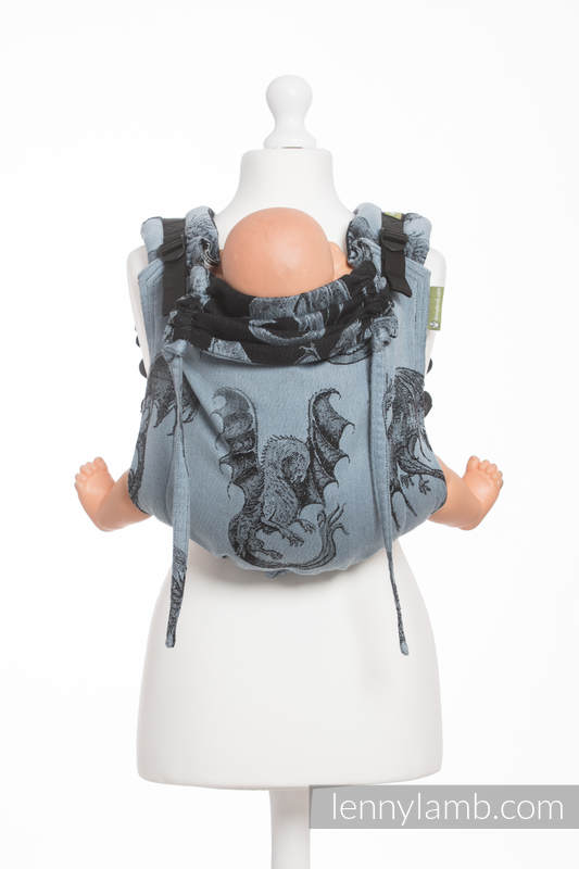 Lenny Buckle Onbuhimo baby carrier, toddler size, jacquard weave (100% cotton) - DRAGON STEEL BLUE #babywearing