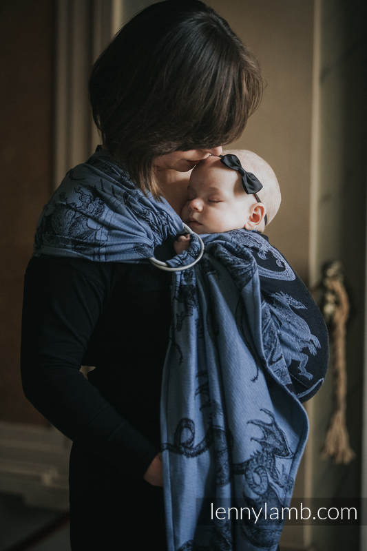 Ringsling, Jacquard Weave, with gathered shoulder (74% cotton 26% silk) - MOON DRAGON - standard 1.8m #babywearing