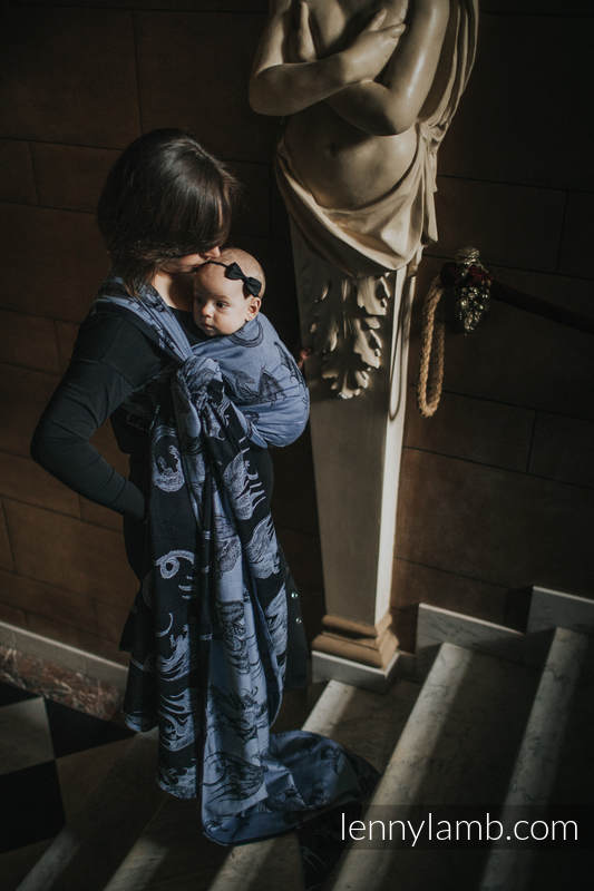 Żakardowa chusta do noszenia dzieci, 74% Bawełna 26% Jedwab - DRAGON KSIĘŻYCOWY - rozmiar XL #babywearing