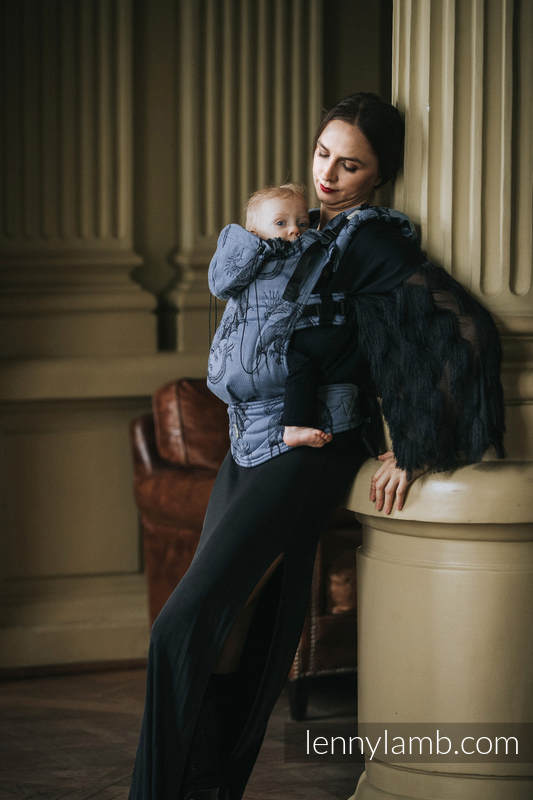Mochila ergonómica, talla Toddler, jacquard (74% algodón, 26% seda) - MOON DRAGON - Segunda generación #babywearing