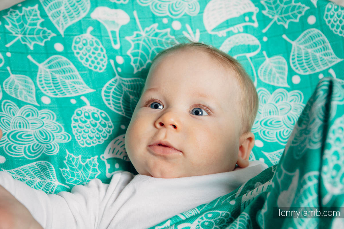 Muslin Square Set - DRAGONFLY RAINBOW, UNDER THE LEAVES, ICED LACE TURQUOISE & WHITE #babywearing