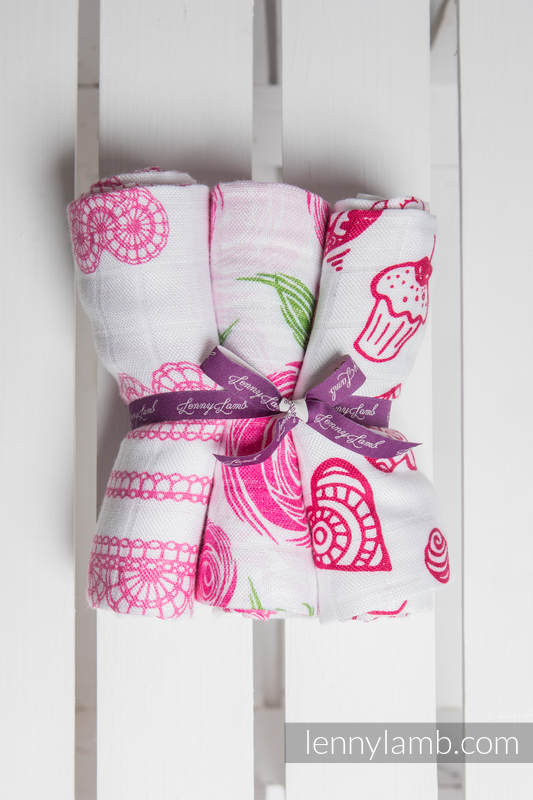 Muselina Conjunto - SWEET NOTHINGS, ROSE BLOSSOM, ICED LACE ROSA & WHITE #babywearing