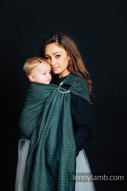 Ringsling, Jacquard Weave, with gathered shoulder (60% cotton 28% linen 12% tussah silk) - LITTLE LOVE - IVY - long 2.1m #babywearing