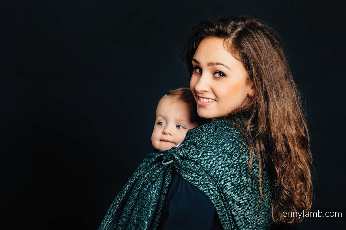 Ringsling, Jacquard Weave, with gathered shoulder (60% cotton 28% linen 12% tussah silk) - LITTLE LOVE - IVY - long 2.1m #babywearing