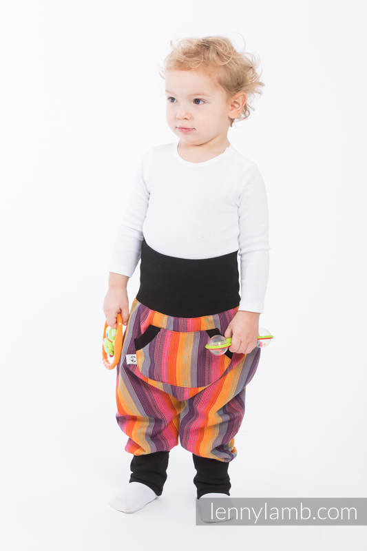 LennyBaggy - Größe 80 - Rainbow Red Cotton mit Schwarz #babywearing