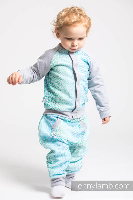 Children sweatshirt LennyBomber - size 92 - Big Love - Ice Mint & Grey (grade B) #babywearing