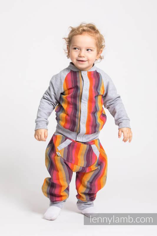 LennyBomber - taille 68 - Rainbow Red Cotton avec Gris #babywearing