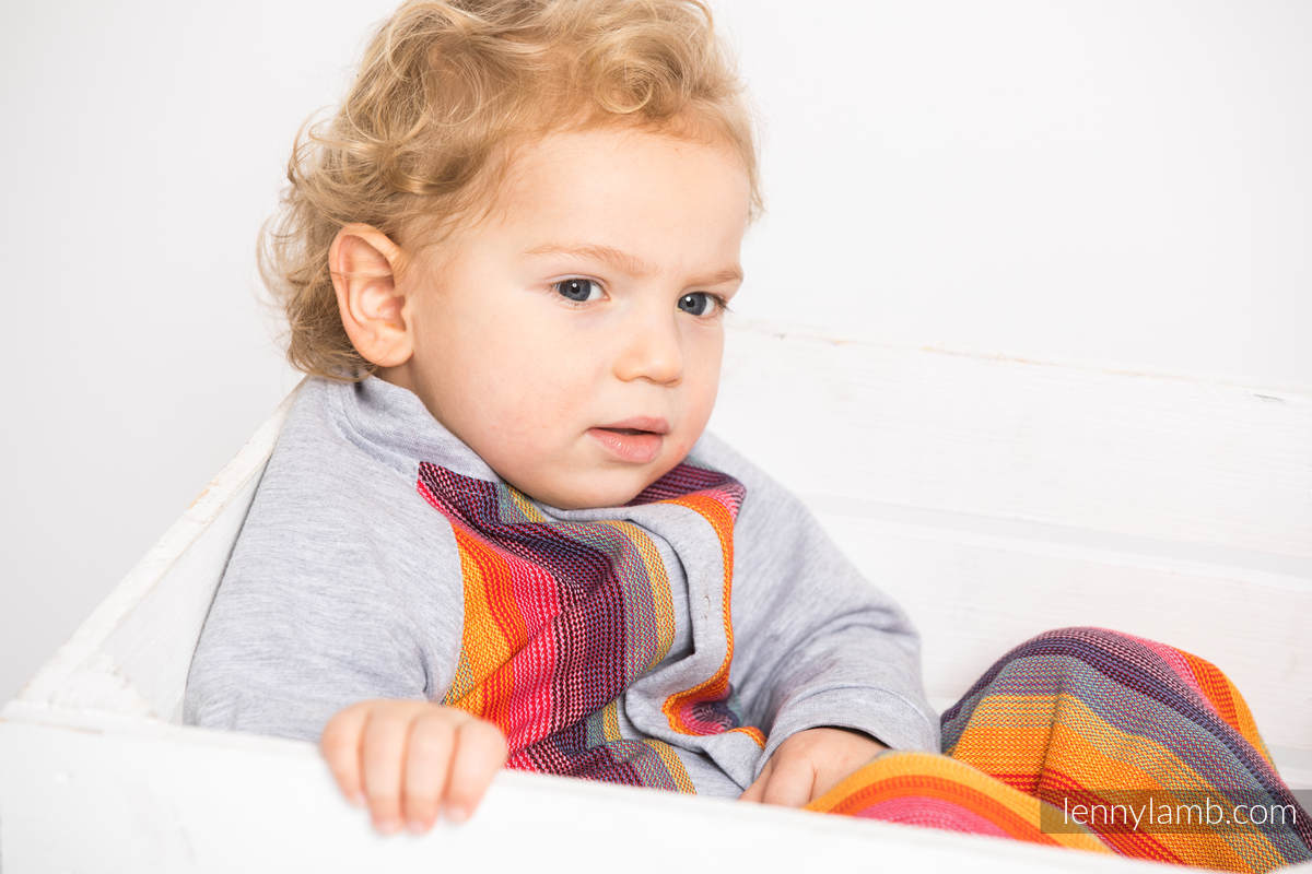 Children sweatshirt LennyBomber - size 62 - Rainbow Red Cotton & Grey  #babywearing