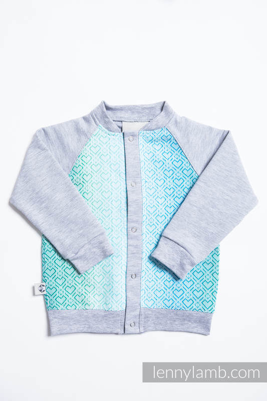 Children sweatshirt LennyBomber - size 98 - Big Love - Ice Mint & Grey (grade B) #babywearing