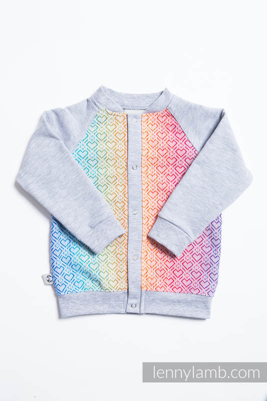 Children sweatshirt LennyBomber - size 62 - Big Love - Rainbow & Grey  #babywearing