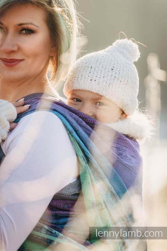 Baby Wrap, Jacquard Weave (60% cotton, 36% merino wool, 4% metallised yarn) - SYMPHONY EUPHORIA - size XS #babywearing