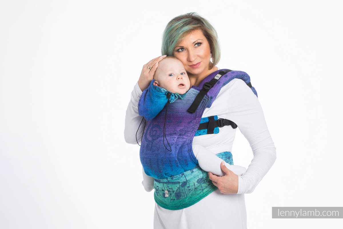 Mochila ergonómica, talla bebé, jacquard (60% algodón, 36% lana merino, 4% hilo metalizado) - SYMPHONY EUPHORIA - Segunda generación #babywearing