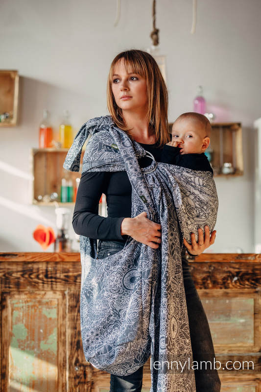 Sac Hobo fait de tissu tissé, 100 % coton - WILD WINE GRIS & BLANC  #babywearing