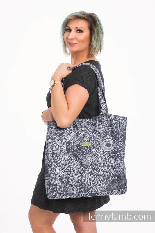 Bolso hecho de tejido de fular (100% algodón) - WILD WINE GRIS & BLANCO - talla estándar 37 cm x 37 cm #babywearing