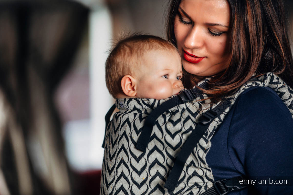 Nosidełko LennyUp z tkaniny żakardowej, 44% bawełna, 56% wełna merino , rozmiar standard, ŁAŃCUCH MIŁOŚCI #babywearing