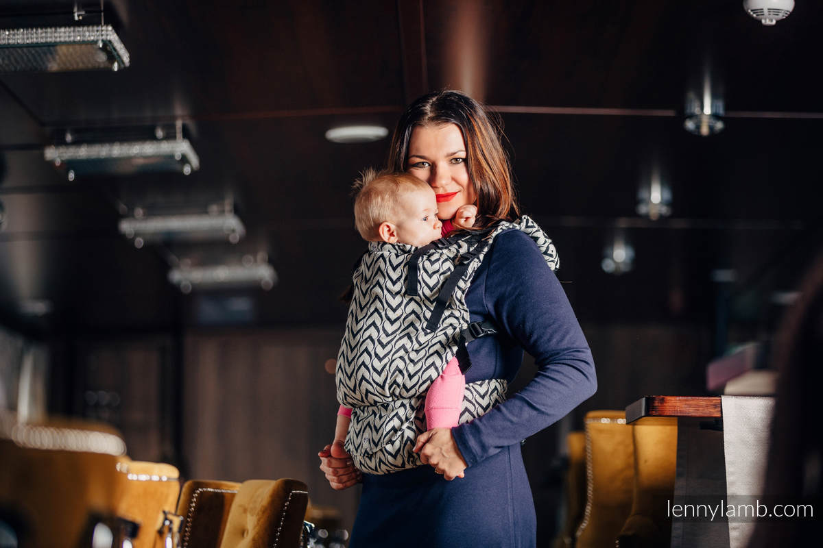 Mochila LennyUp, talla estándar, tejido jaquard (44% algodón, 56% lana merino - conversión de fular CHAIN OF LOVE #babywearing