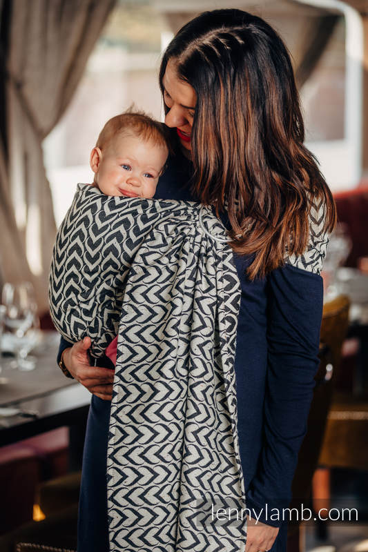 Ringsling, Jacquard Weave (44% cotton, 56% Merino wool), with gathered shoulder - CHAIN OF LOVE - long 2.1m #babywearing