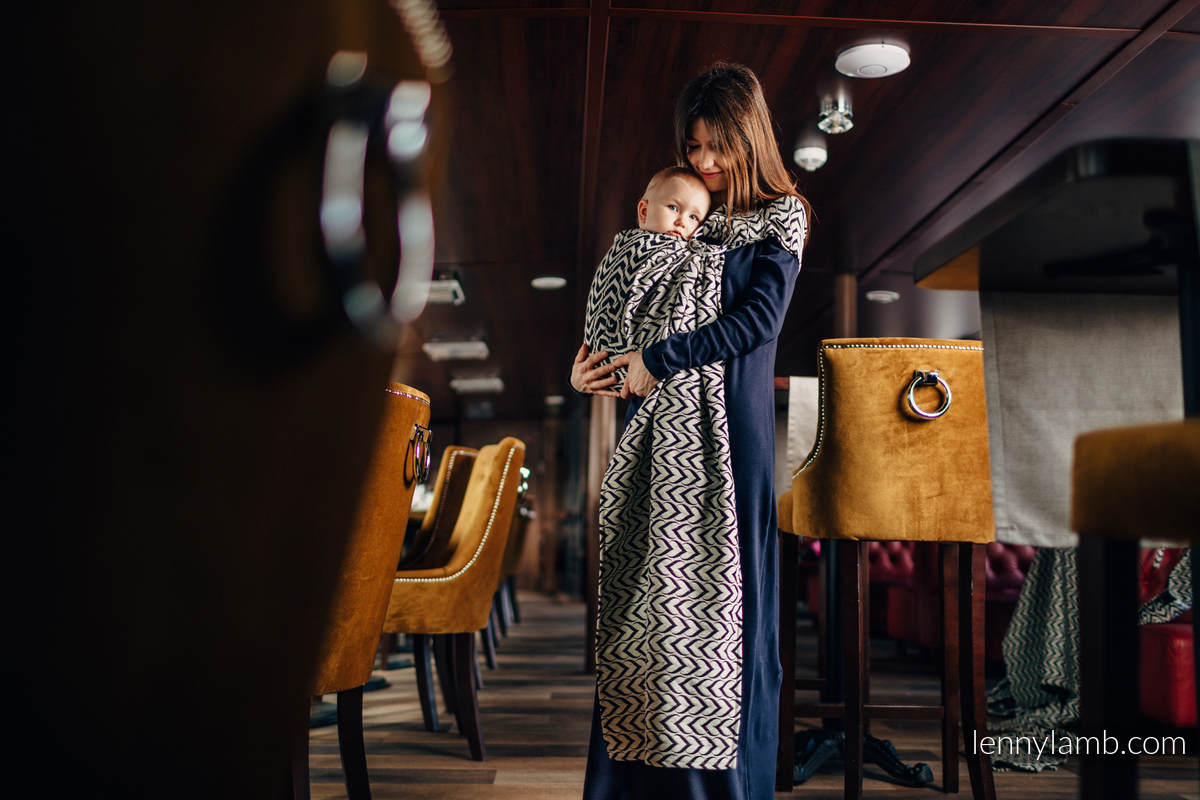 Żakardowa chusta kółkowa do noszenia dzieci, 44% bawełna, 56% wełna merino - ŁAŃCUCH MIŁOŚCI - long 2.1m #babywearing