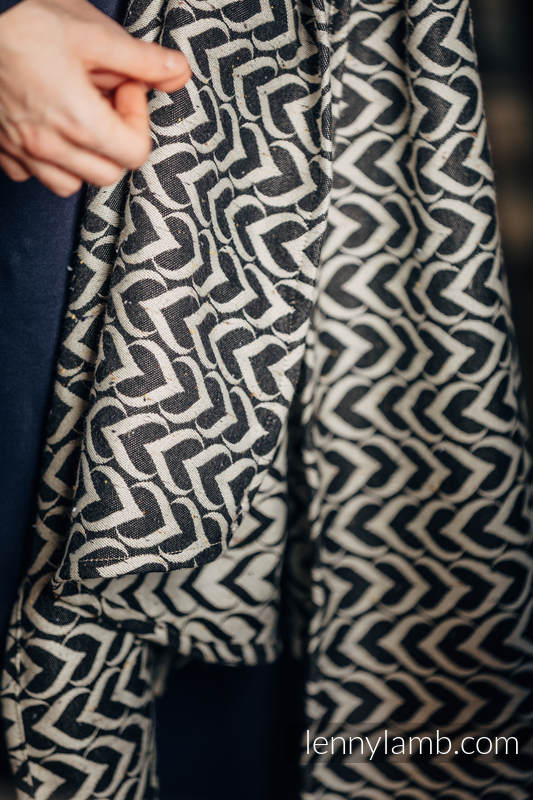 Żakardowa chusta do noszenia dzieci, 44% bawełna, 56% wełna merino - ŁAŃCUCH MIŁOŚCI - rozmiar M #babywearing