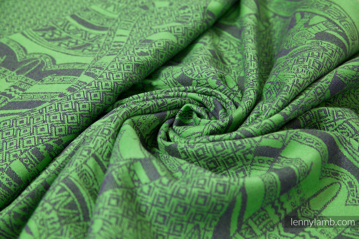 Baby Wrap, Jacquard Weave (100% cotton) - Cats Purple&Green - size S #babywearing