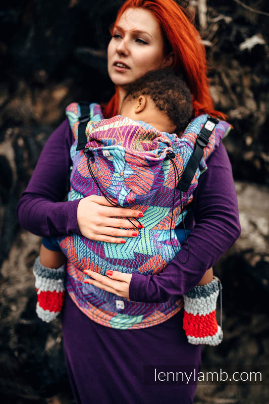 Mochila ergonómica, talla Toddler, jacquard (27% algodón, 73% lana merino) - PRISM - Segunda generación #babywearing