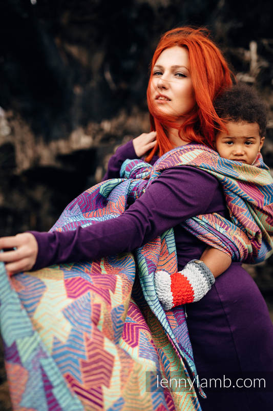Fular, tejido jacquard (27% algodón, 73% lana merino) - PRISM - talla S #babywearing