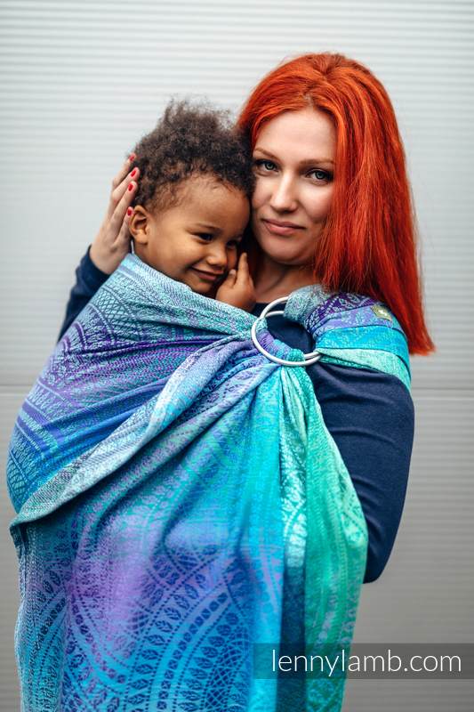 Żakardowa chusta kółkowa do noszenia dzieci, bawełna - PAWI OGON - FANTAZJA - long 2.1m #babywearing