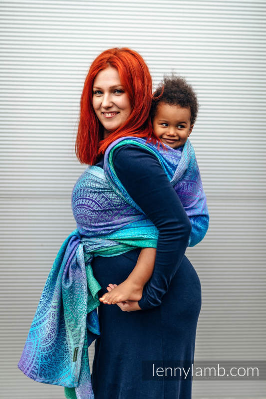 Żakardowa chusta do noszenia dzieci, bawełna - PAWI OGON - FANTAZJA - rozmiar M #babywearing