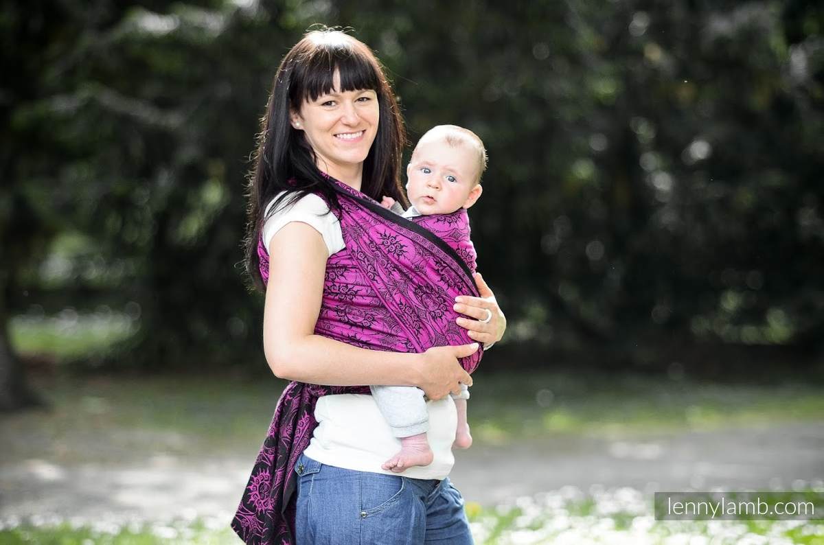 Żakardowa chusta do noszenia dzieci, bawełna - Eklipsa Purpura z Czernią - rozmiar S #babywearing