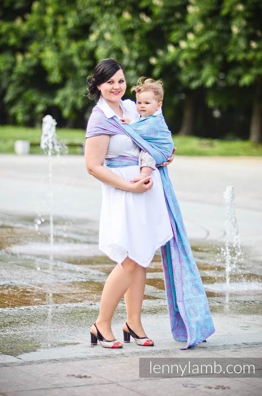 Żakardowa chusta do noszenia dzieci, bawełna - Eklipsa Turkus z Różem - rozmiar S #babywearing