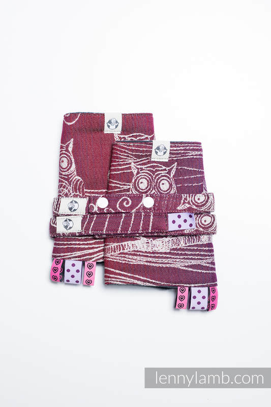 Drool Pads & Reach Straps Set, (60% cotton, 40% polyester) - BUBO OWLS - LOST IN BORDEAUX #babywearing