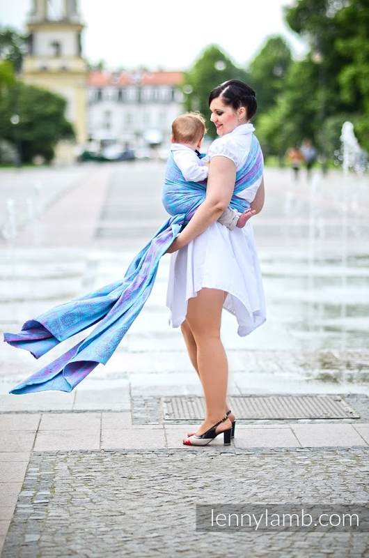 Żakardowa chusta do noszenia dzieci, bawełna - Eklipsa Turkus z Różem - rozmiar S #babywearing