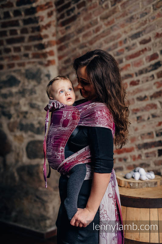 WRAP-TAI carrier Toddler with hood/ jacquard twill / 100% cotton / BUBO OWLS - LOST IN BORDEAUX #babywearing