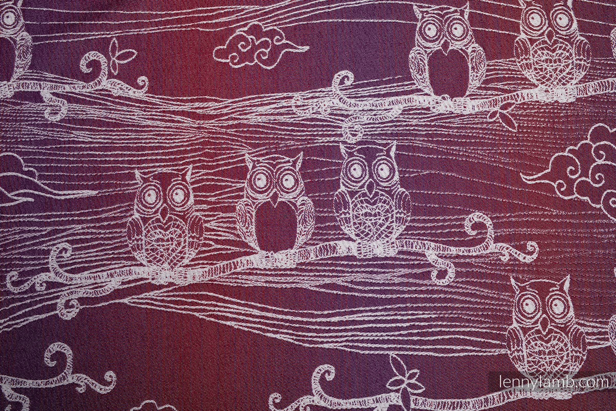 Fular, tejido jacquard (100% algodón) - BUBO OWLS - LOST IN BORDEAUX - talla M (grado B) #babywearing