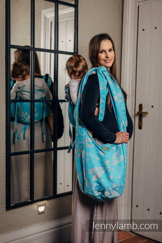 Hobo Bag made of woven fabric, 66% cotton, 34% bamboo - DRAGONFLY GREY & TURQUOISE #babywearing