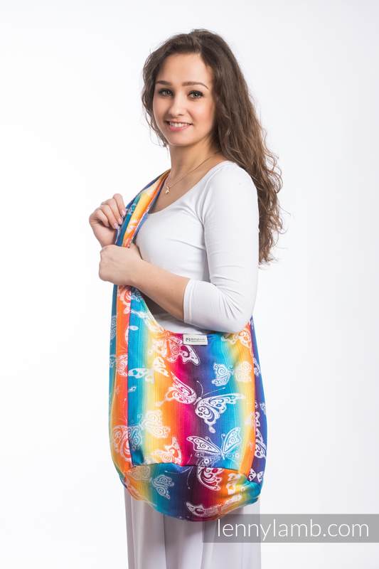 Hobo Bag made of woven fabric, 100% cotton - BUTTERFLY RAINBOW LIGHT #babywearing
