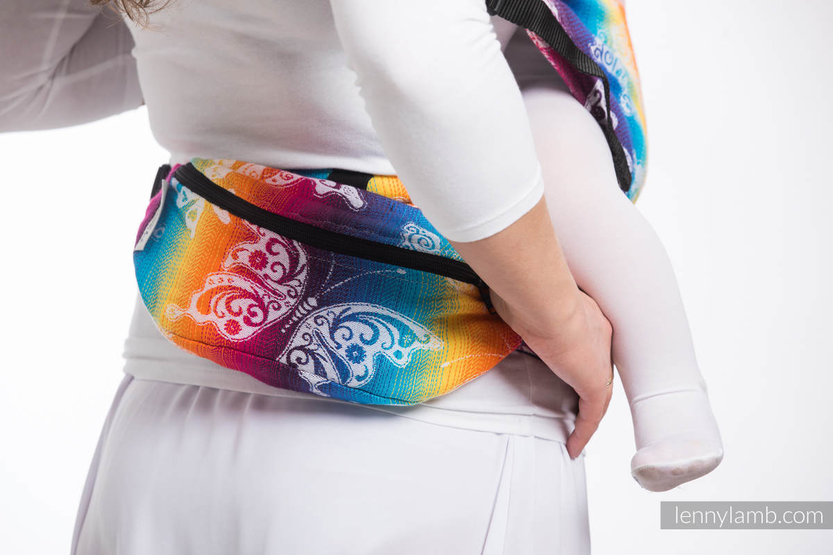 Waist Bag made of woven fabric, (100% cotton) - BUTTERFLY RAINBOW LIGHT #babywearing