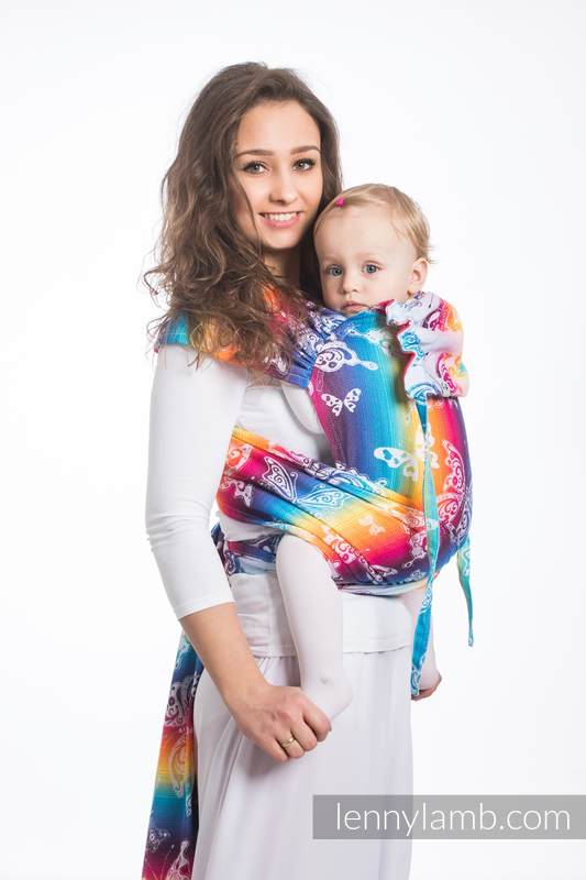 WRAP-TAI mini avec capuche, jacquard/ 100% coton / BUTTERFLY RAINBOW LIGHT #babywearing
