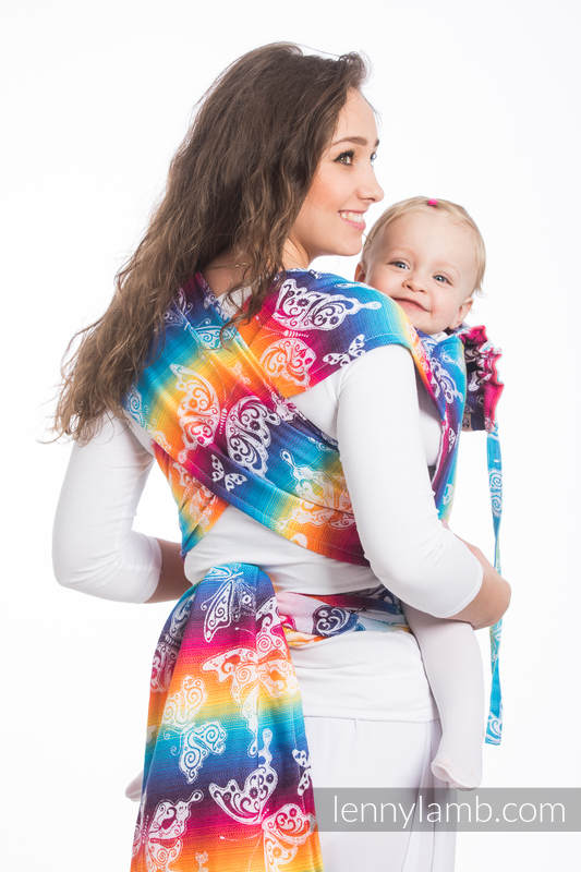 WRAP-TAI portabebé Toddler con capucha/ jacquard sarga/100% algodón/ BUTTERFLY RAINBOW LIGHT #babywearing