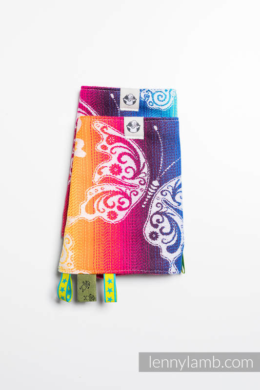 Drool Pads & Reach Straps Set, (60% cotton, 40% polyester) - BUTTERFLY RAINBOW LIGHT #babywearing